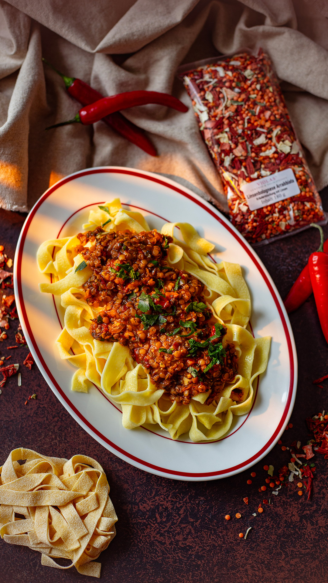 Linsenbolognese Arrabbiata